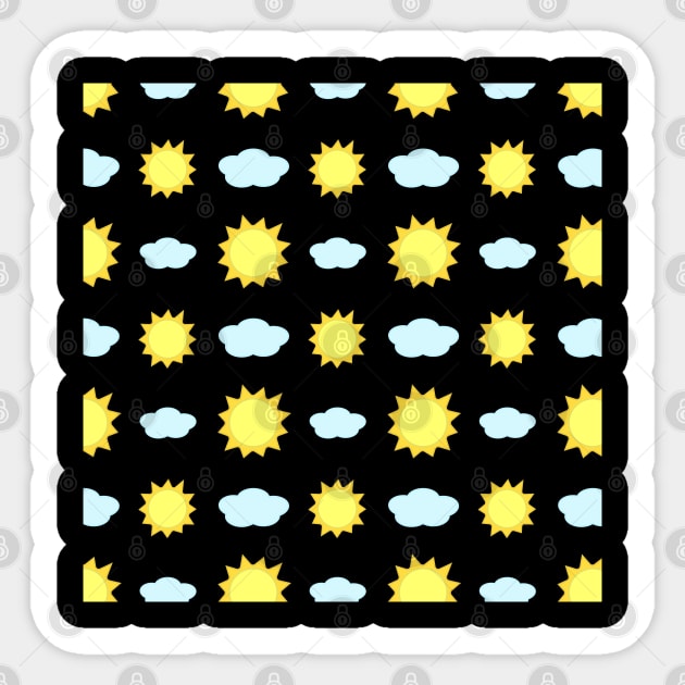 Sun and Clouds Pattern in Black Sticker by Kelly Gigi